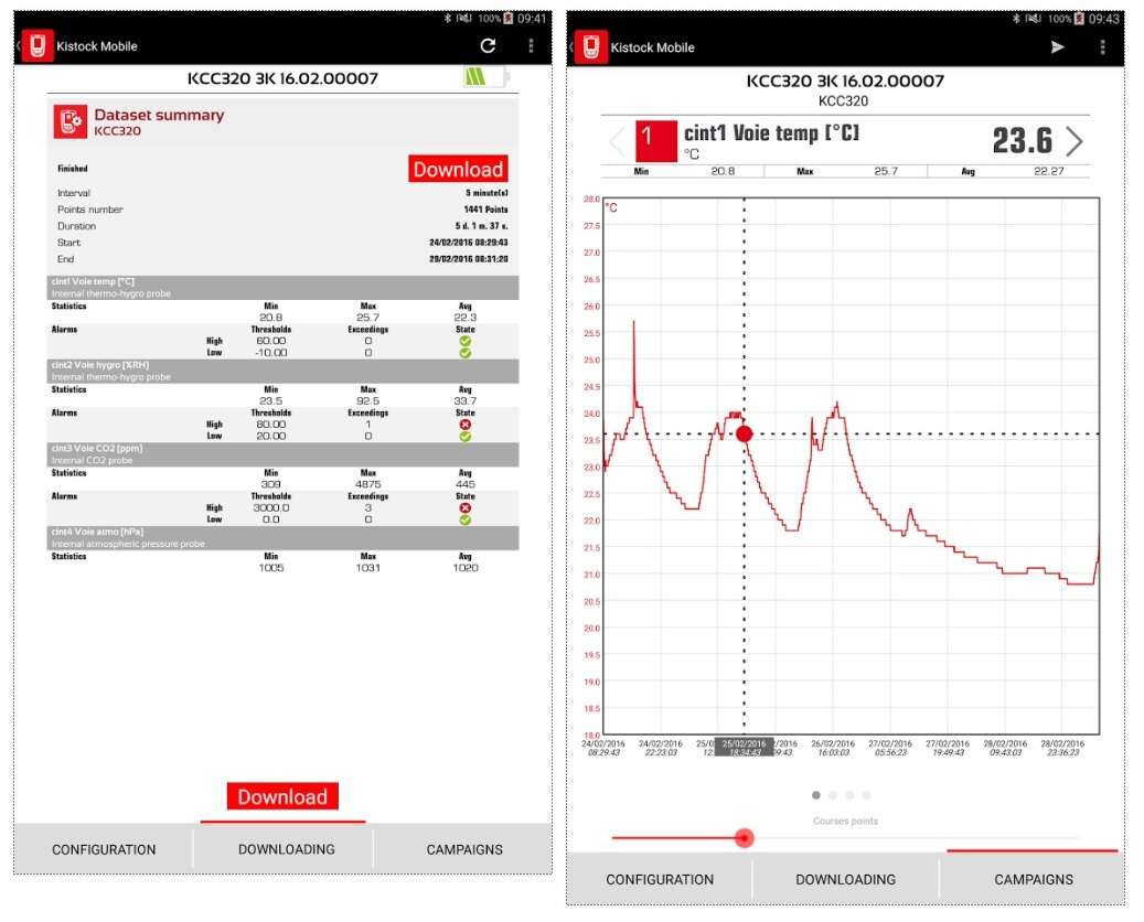 Kimo Kistock-Mobile app til Kistock 320-serie